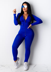 Women's Royal Blue Sporty Stretchy Hoodie and Legging Set